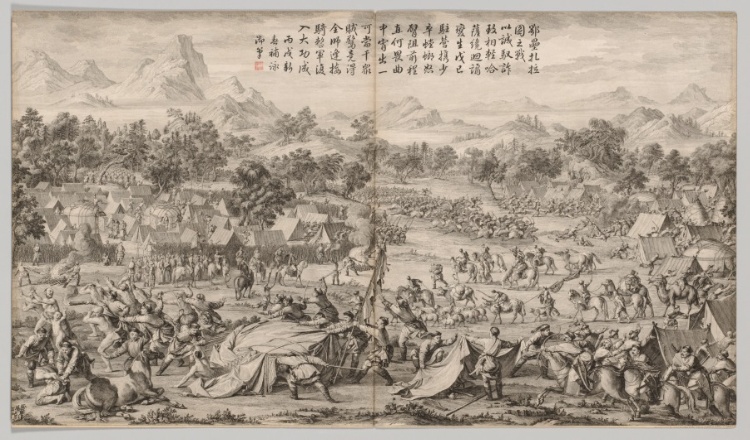 The Battle at Elei Zhalatu: from Battle Scenes of the Quelling of Rebellions in the Western Regions, with Imperial Poems