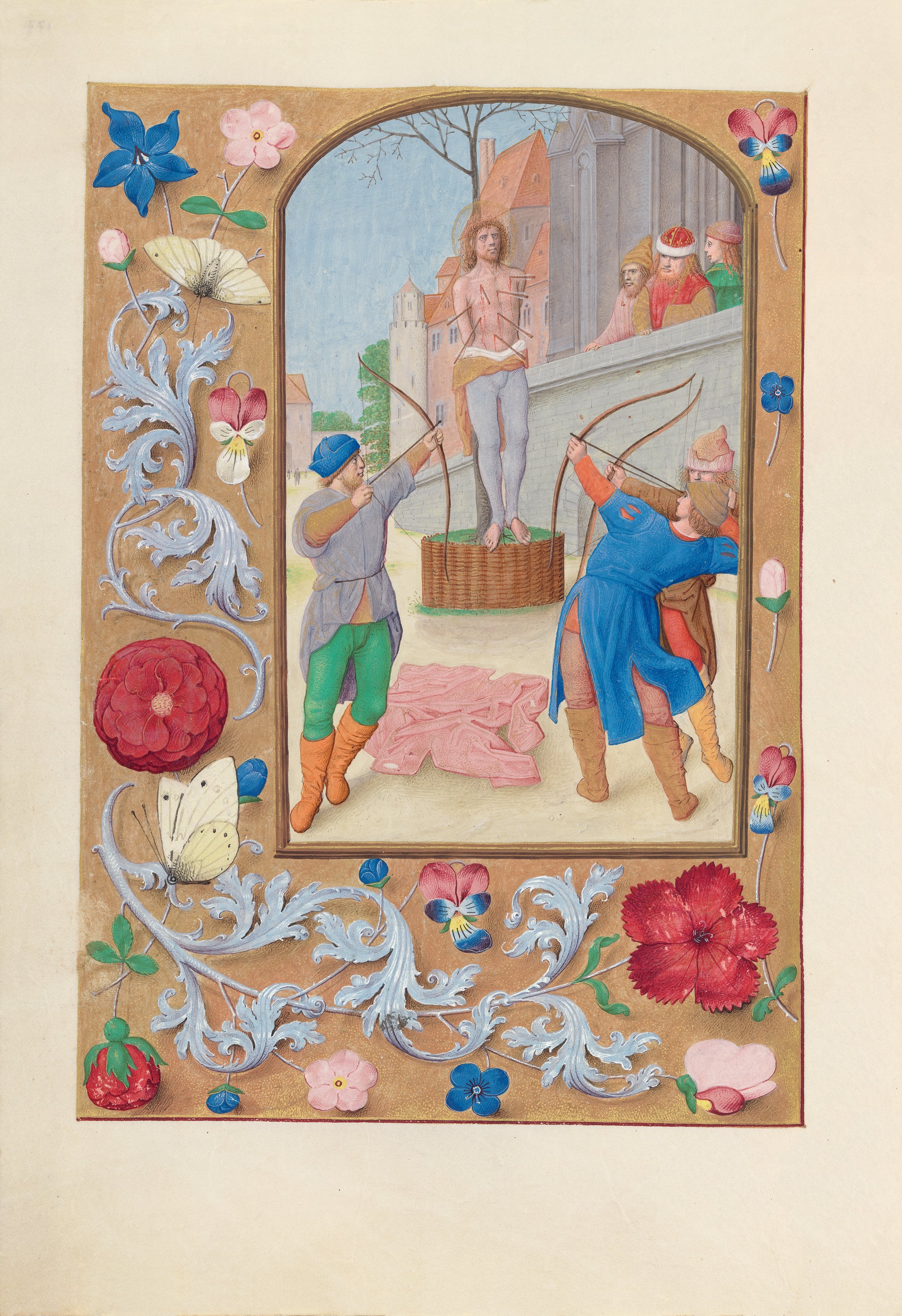 Hours of Queen Isabella the Catholic, Queen of Spain:  Fol. 177v, St. Sebastian