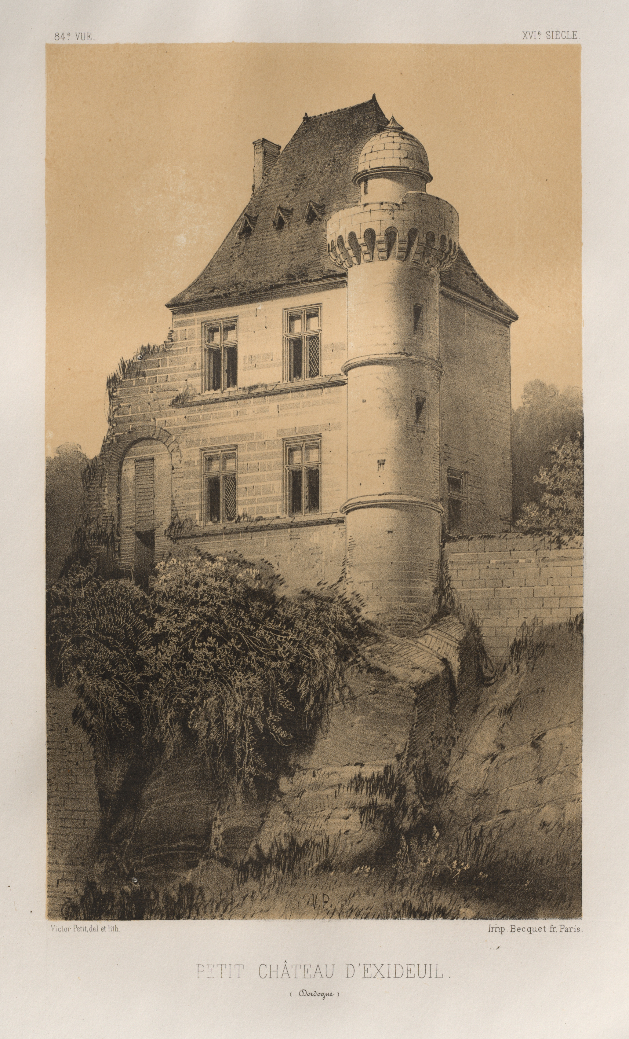 Architecture Pittoresque ou Monuments des XVeme. Et XVIeme. Siecles: Chateaux de France des XV et XVI Siecles: Pl. 84, Petit Château d'Exideuil (Dordogne)