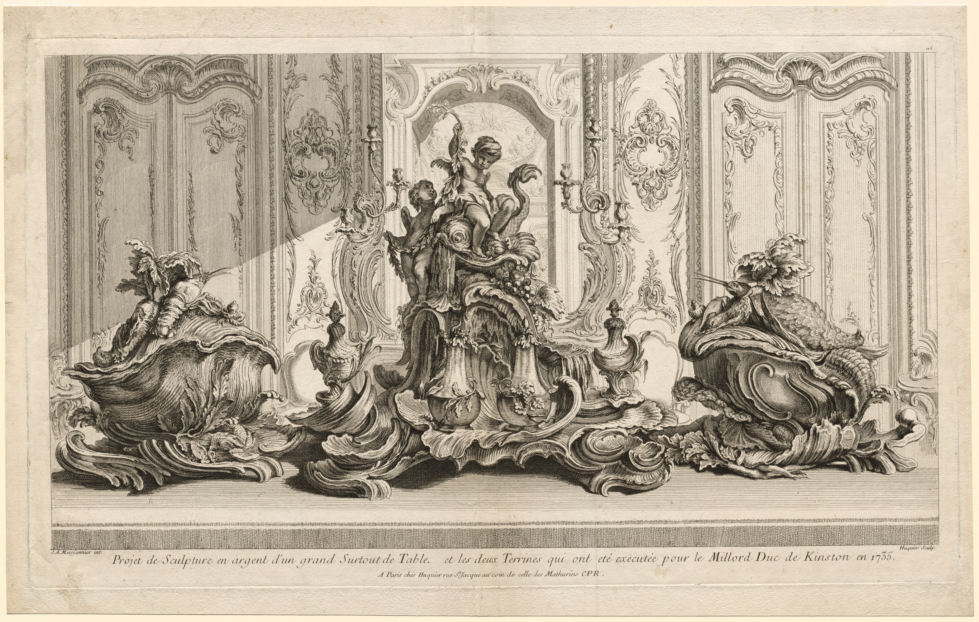 Works of Juste-Aurèle Meissonier:  Silver Sculptural Project for a Large Centerpiece and Two Tureens Which Have Been Executed for His Lordship the Duke of Kingston