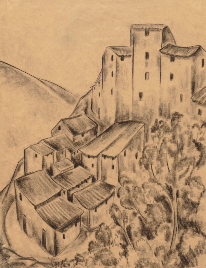 Italian Hillside Town, Louise B. Maloney, ок. 1910–1935