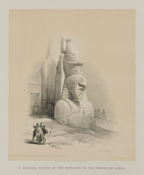 Egypt and Nubia, Volume I: One of Two Colossal Statues of Rameses II.  Entrance to the Temple of Luxor
