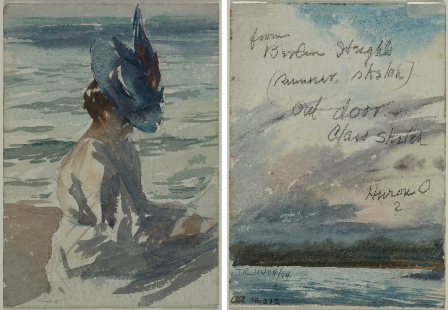 Woman on a Beach (recto) Landscape Sketch (verso), Henry Keller, c. 1891–1949