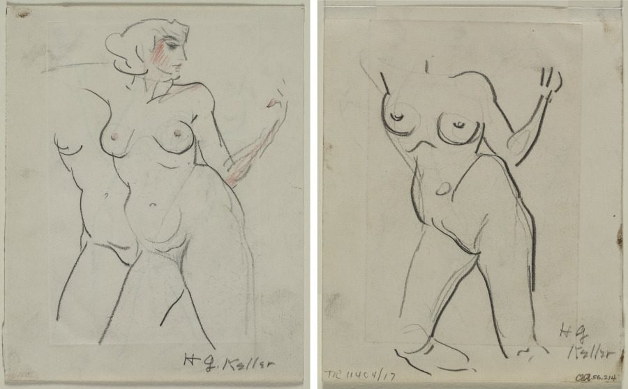 Sketch of Two Nudes (recto) Torso Sketch (verso) , Henry Keller, c. 1891–1949