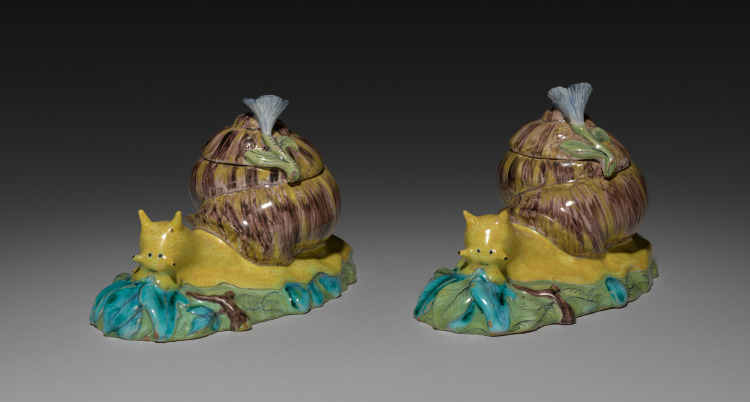 Pair of Covered Boxes in the Form of  Snails