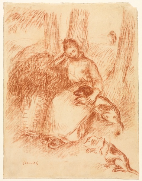 Peasant Girl with Dog