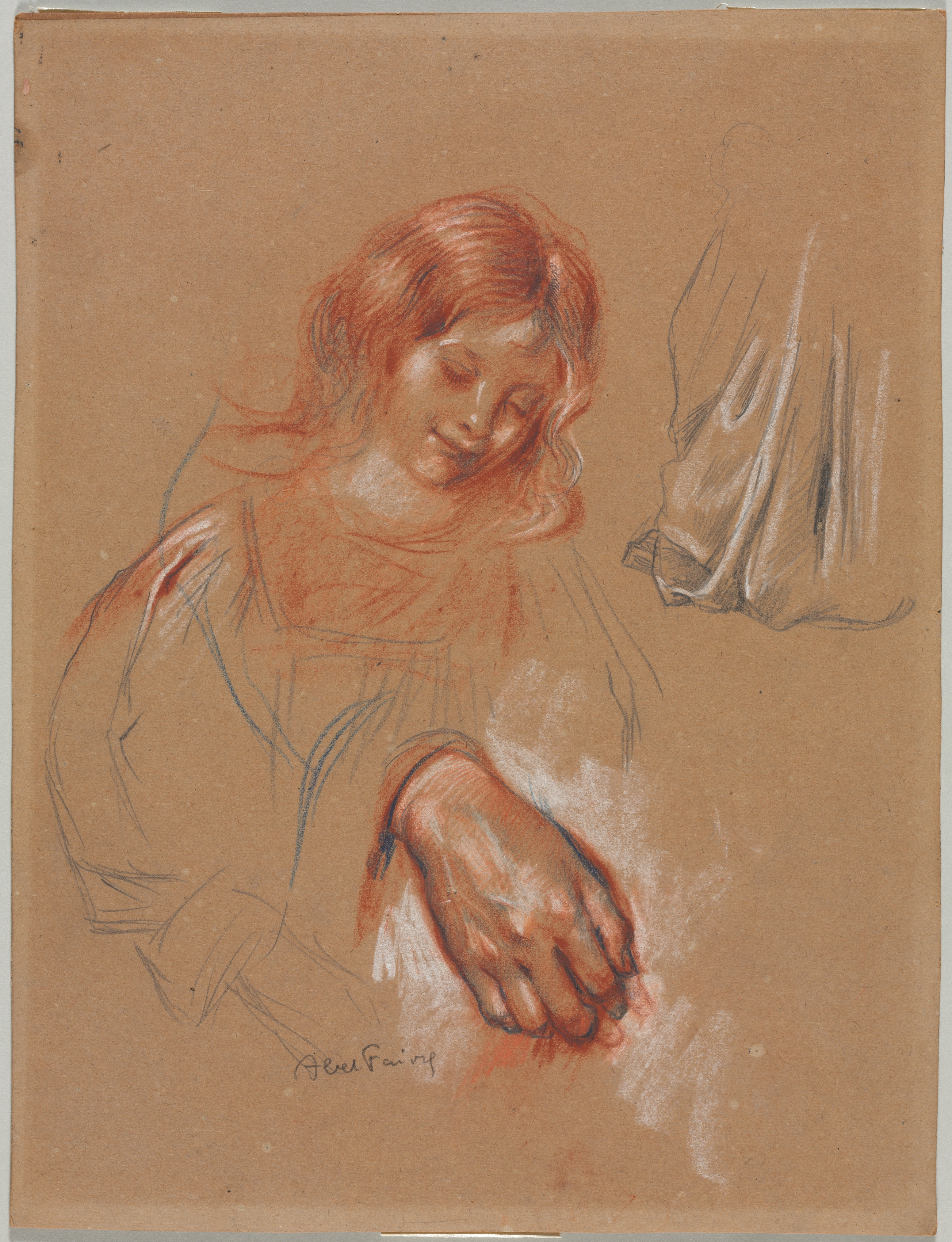Study of a Child's Head and Study of a Woman's Hand and Drapery