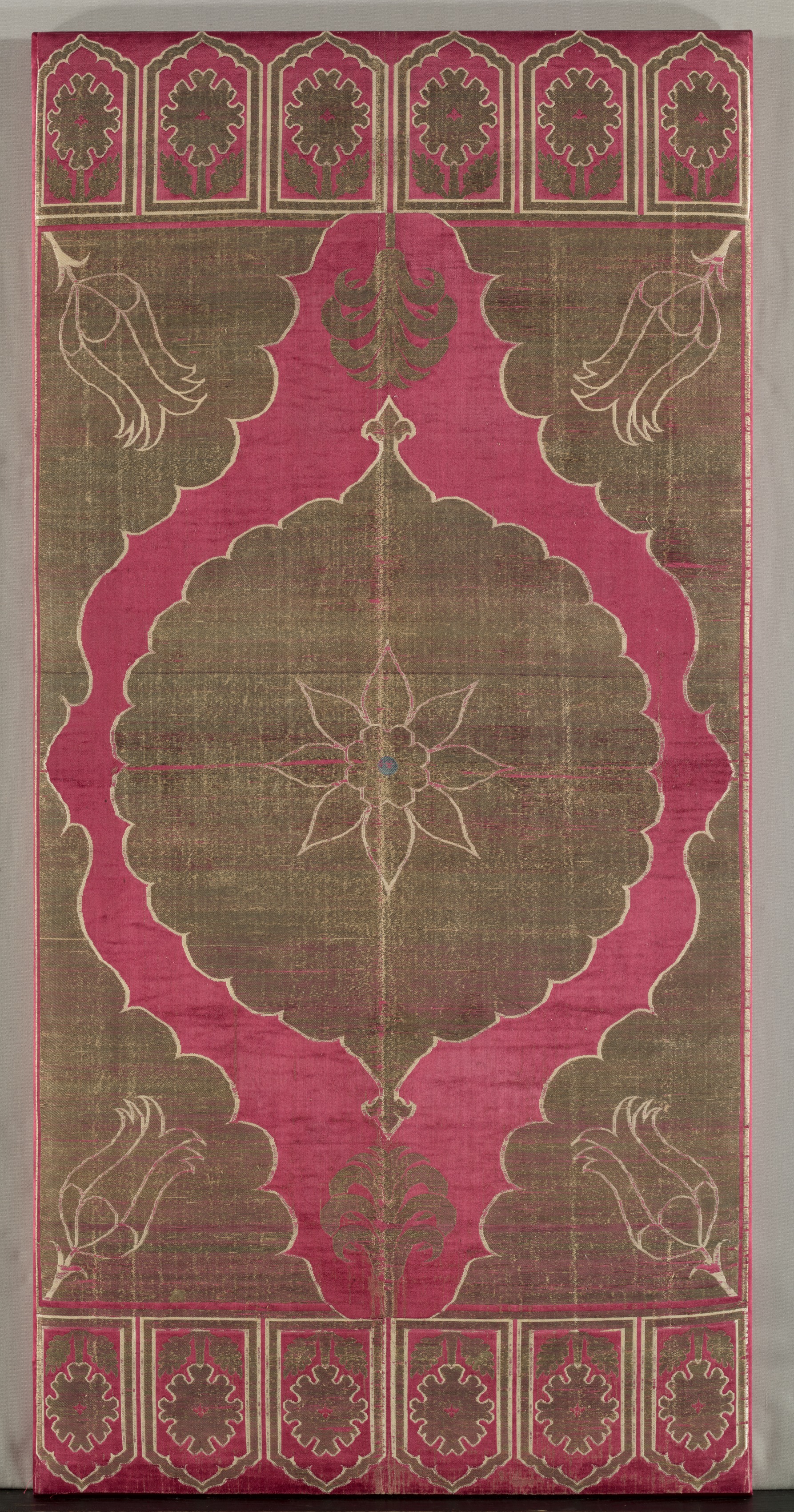 Brocaded Silk Cushion Cover & Iranian Striped Silk Surround