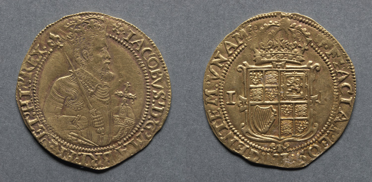 Unite: James I (obverse); Shield of Arms (reverse)