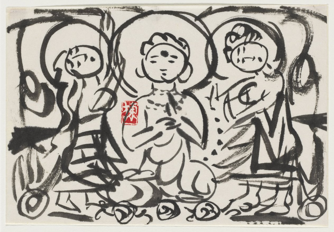 Gautama and Bodhisattvas, Munakata Shikō, 1957