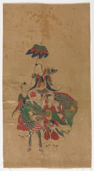 Daoist Immortal on a Qilin and Two Attendants
