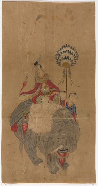 Samantabhadra on an Elephant with Two Attendants