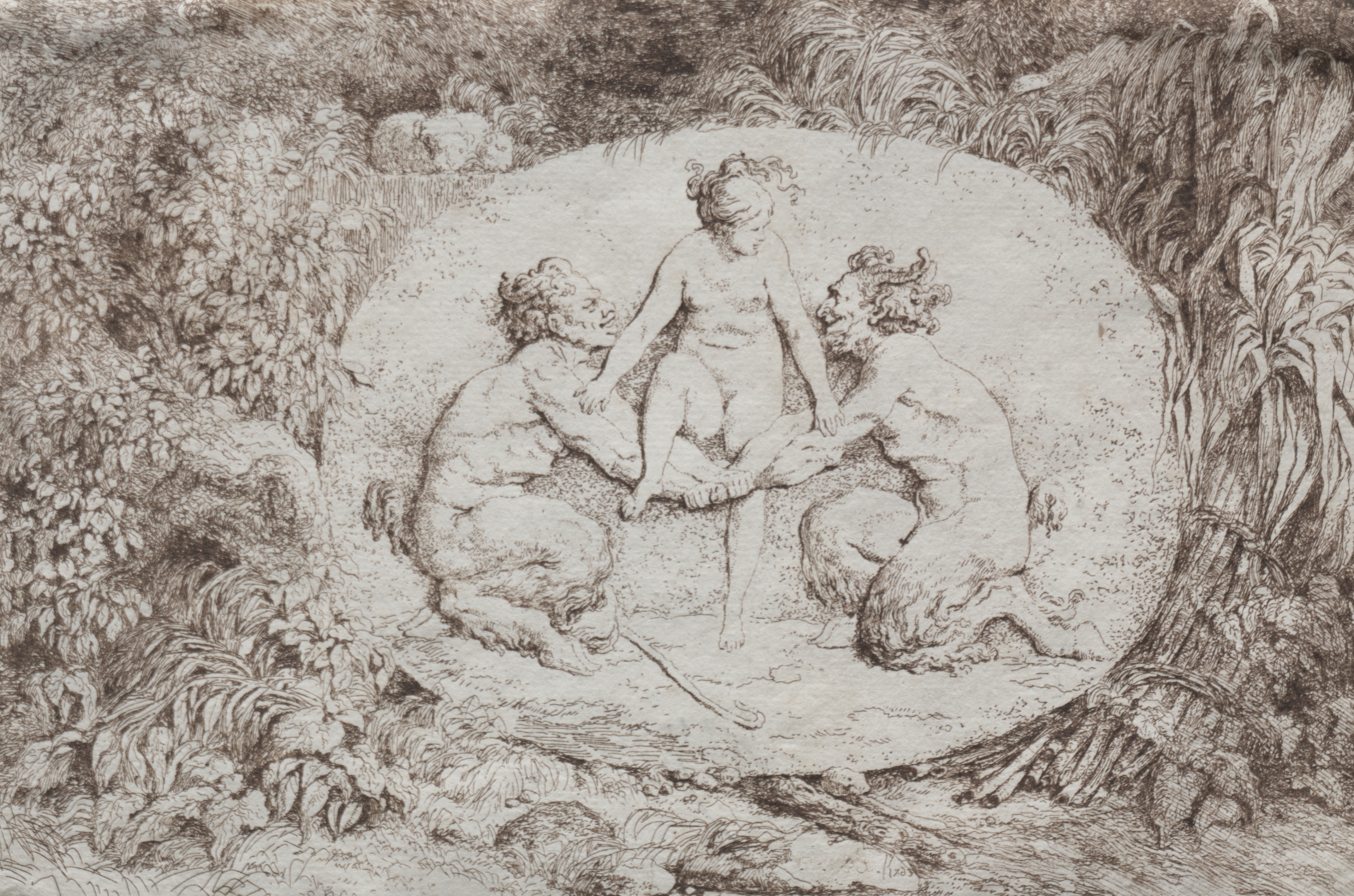 Bacchanales:  Nymph Supported by Two Satyrs