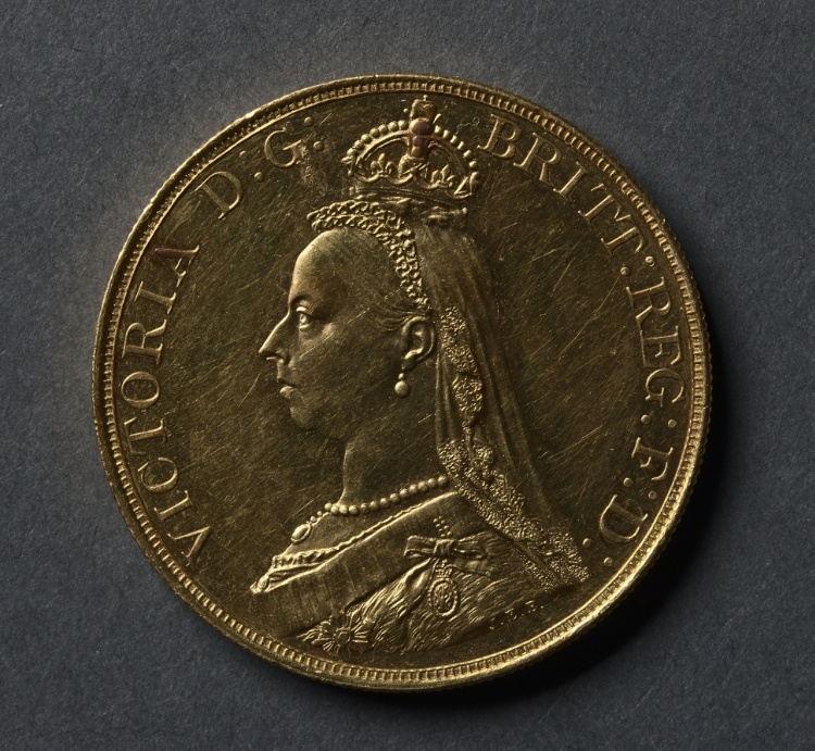 Five Pound Piece: Portrait of Queen Victoria (obverse)