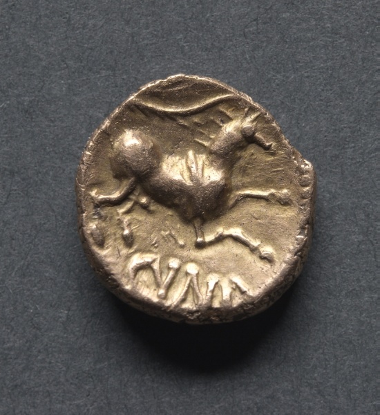 Cunobeline Quarter Stater: Horse and Branch (reverse)