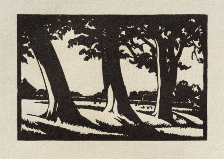 Twelve Wood Engravings by Robert Gibbings: Plate 3, Trees at Oxenbridge