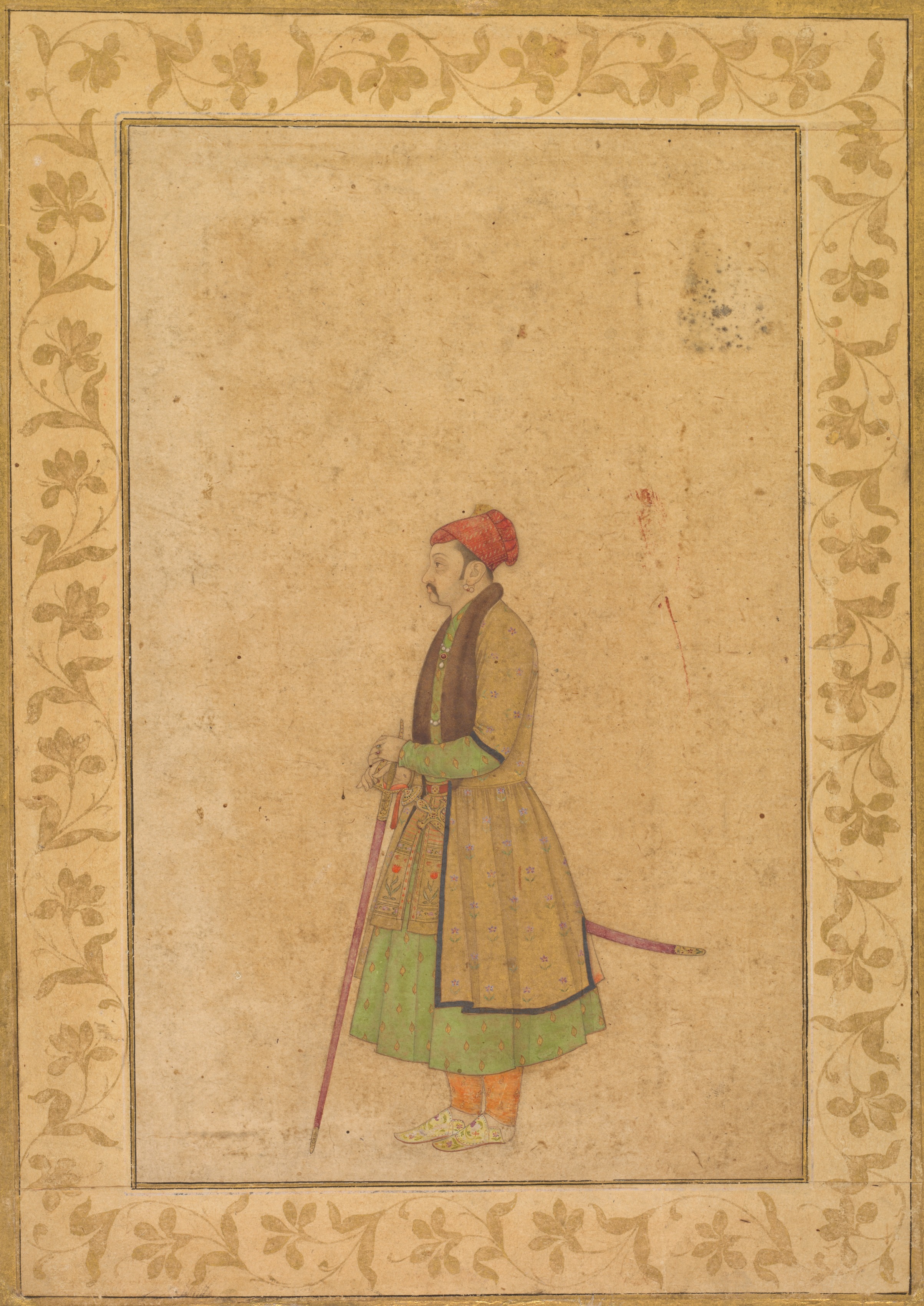 Portrait of Raja Ram Singh of Amber (r. 1667-1688) with a Deccan Sword (recto)