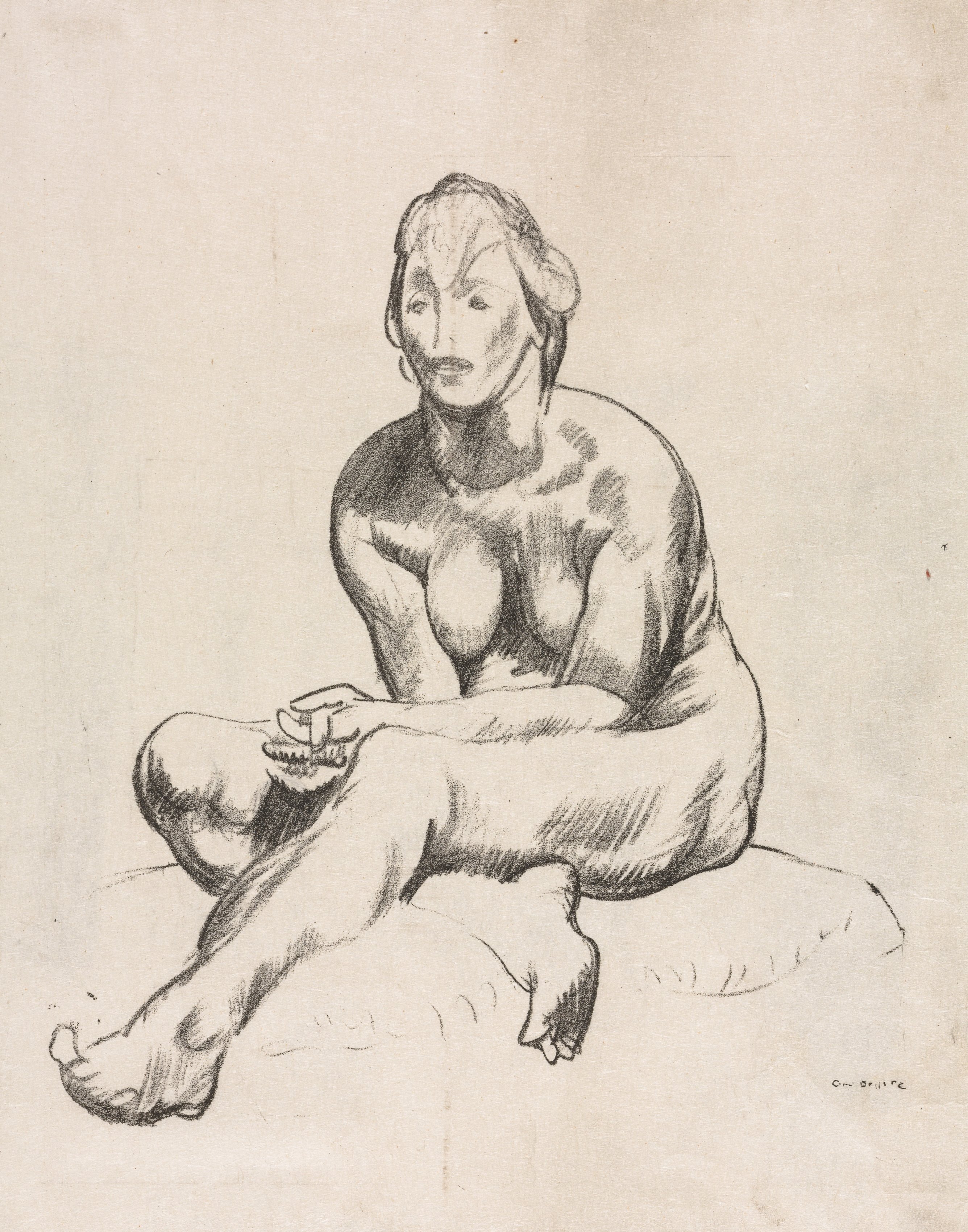 Life Study, Nude Woman Seated With Folded Hands