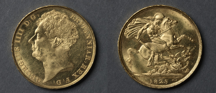 Two Pound Piece: George IV (obverse); St. George and the Dragon (reverse)
