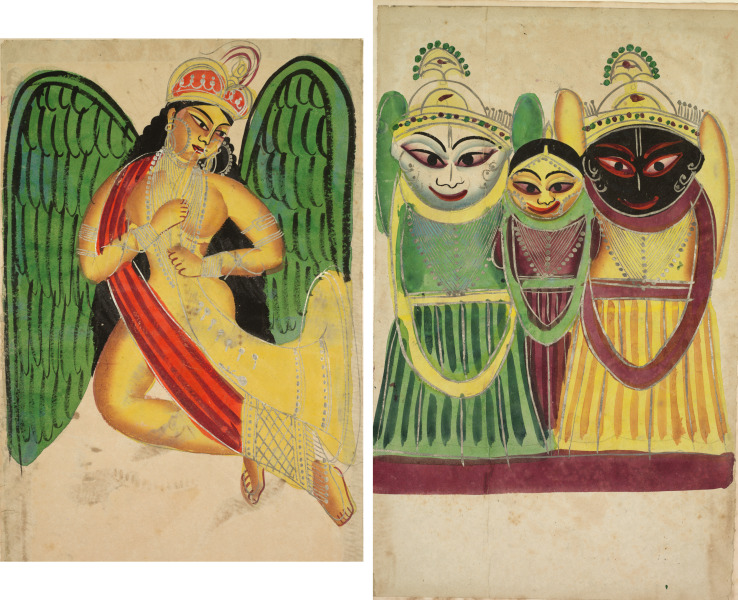 Winged Apsara with a Horn (recto); Jagannatha Trio (verso)