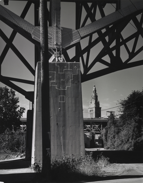 Hope Memorial Bridge Pylon on Canal Road and View of Terminal Tower ...