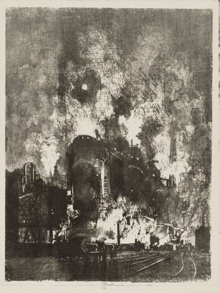English War Work:  Furnaces at Night