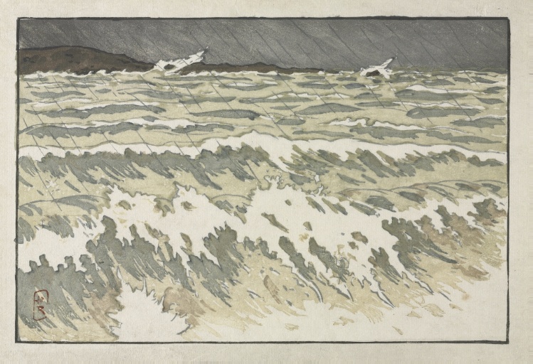 The Sea--Studies of Waves:  Wave in the Rain