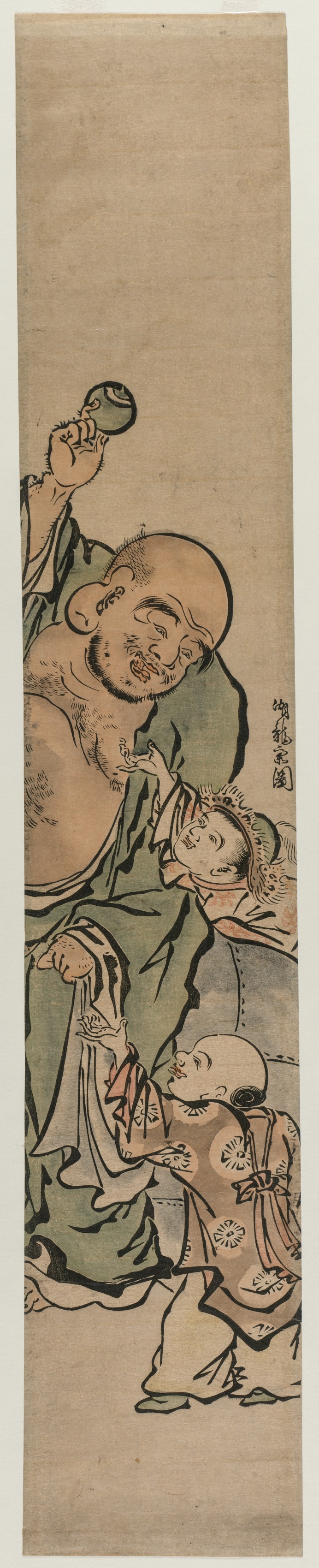 Two Children Begging Hotei for a Jewel
