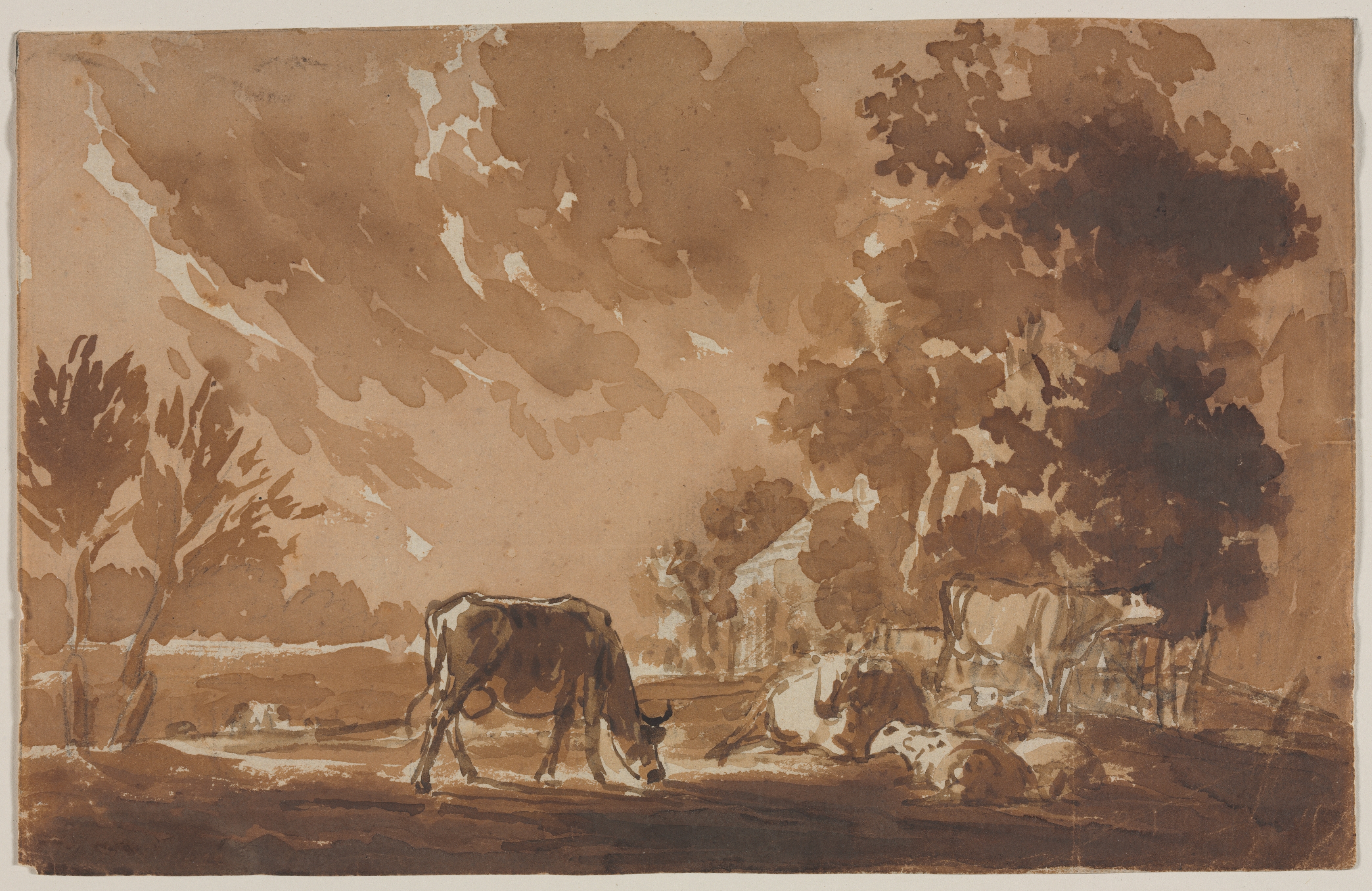 Landscape with Cattle (recto)