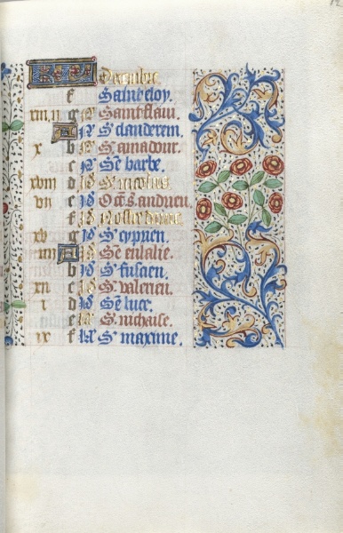 Book of Hours (Use of Rouen): fol. 12r, Calendar Page for December