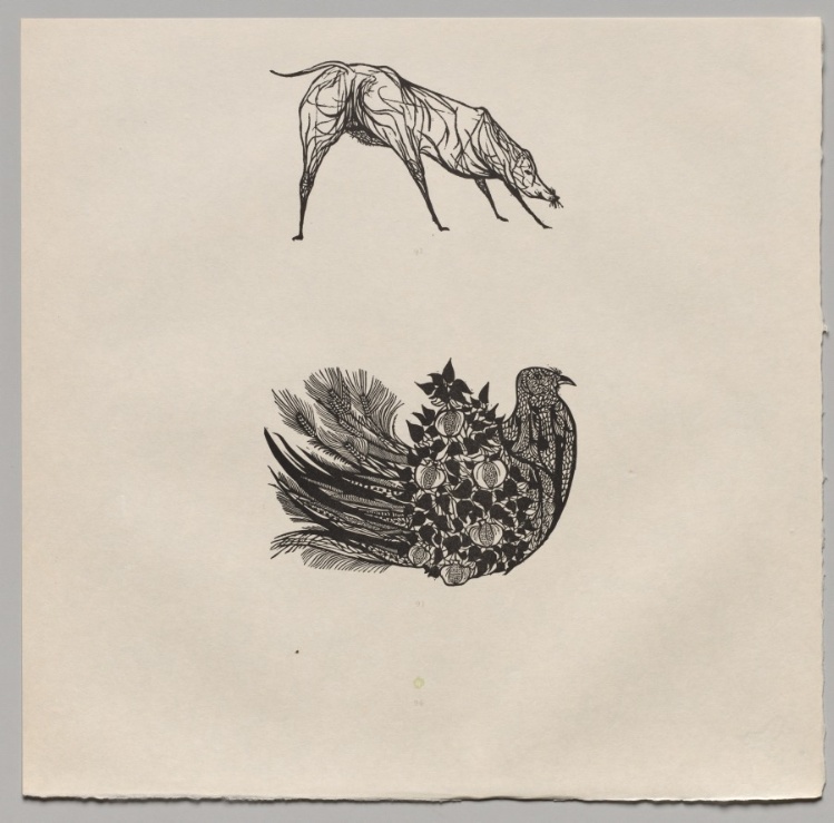 Dog; Abundant Bird; Collector's Mark for E. & L. Baskin