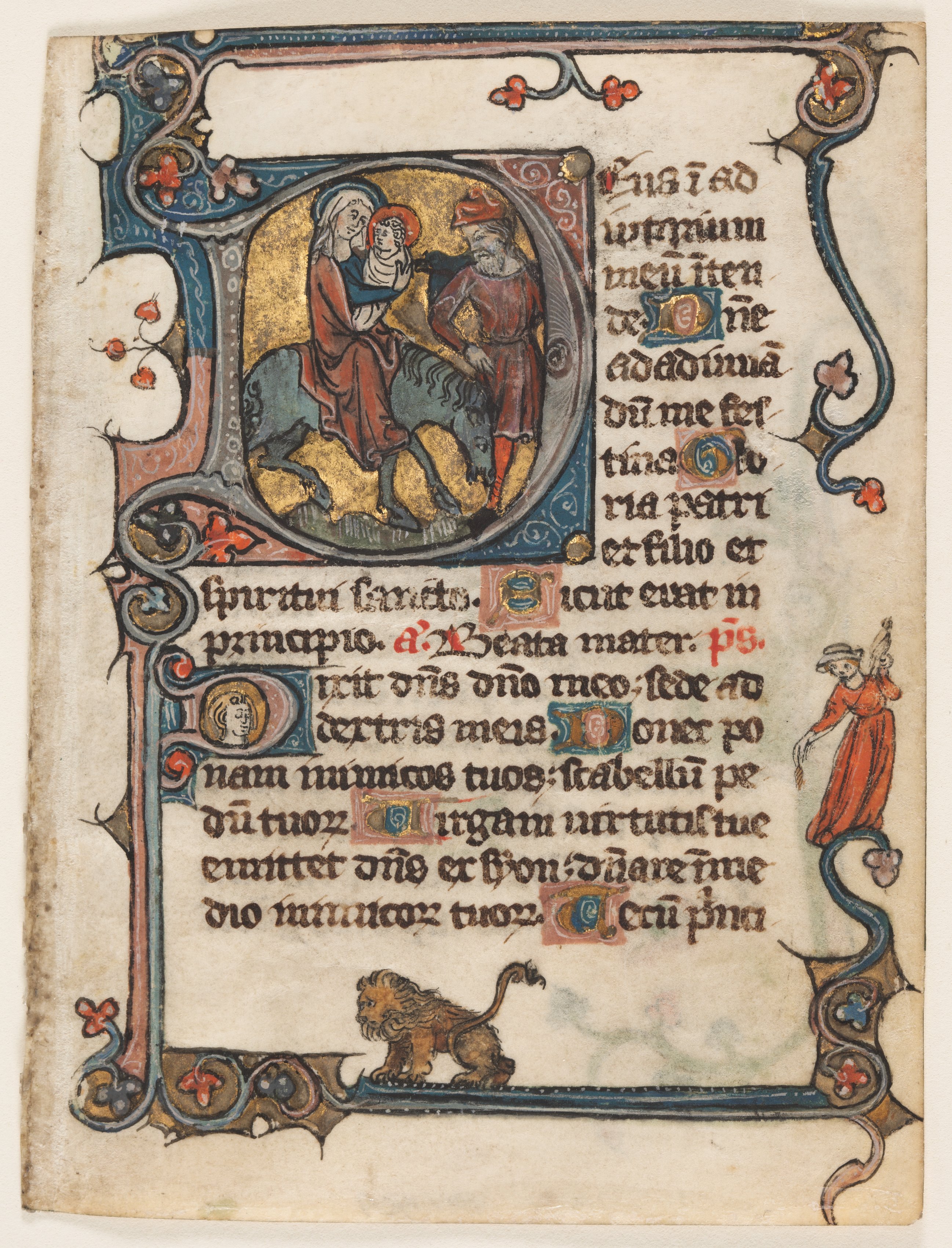 Leaf from a Book of Hours:  Initial D: Flight into Egypt (2 of 2 Excised Leaves)