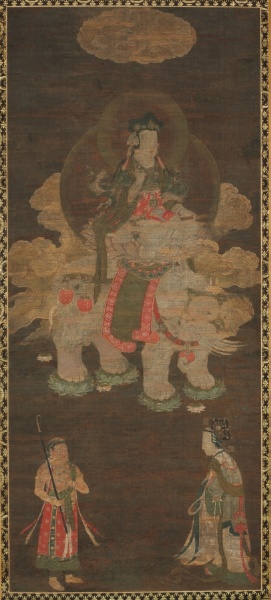 Shakyamuni Triad: Buddha Attended by Manjushri and Samantabhadra (Bodhisattva with Elephant)