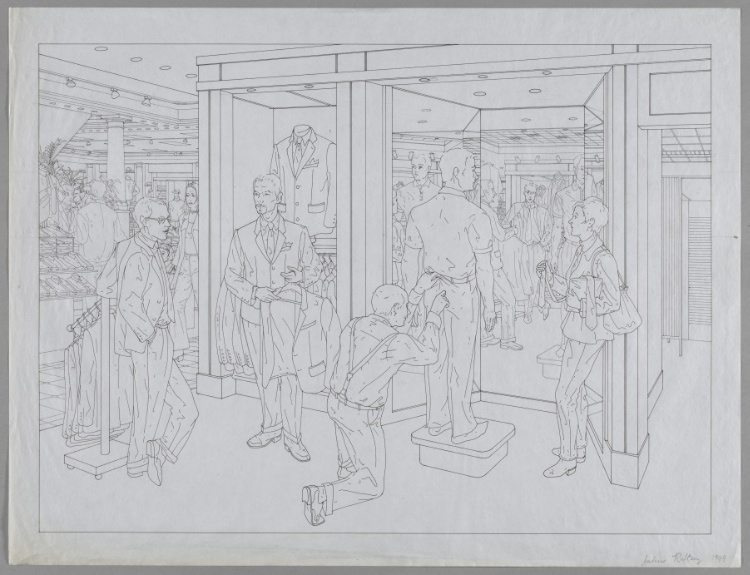 Study for Suit Shopping: An Engraved Narrative (Scene 4)