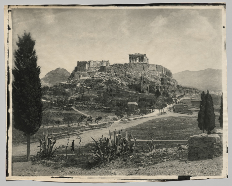 View of the Acropolis (walking man in foreground)