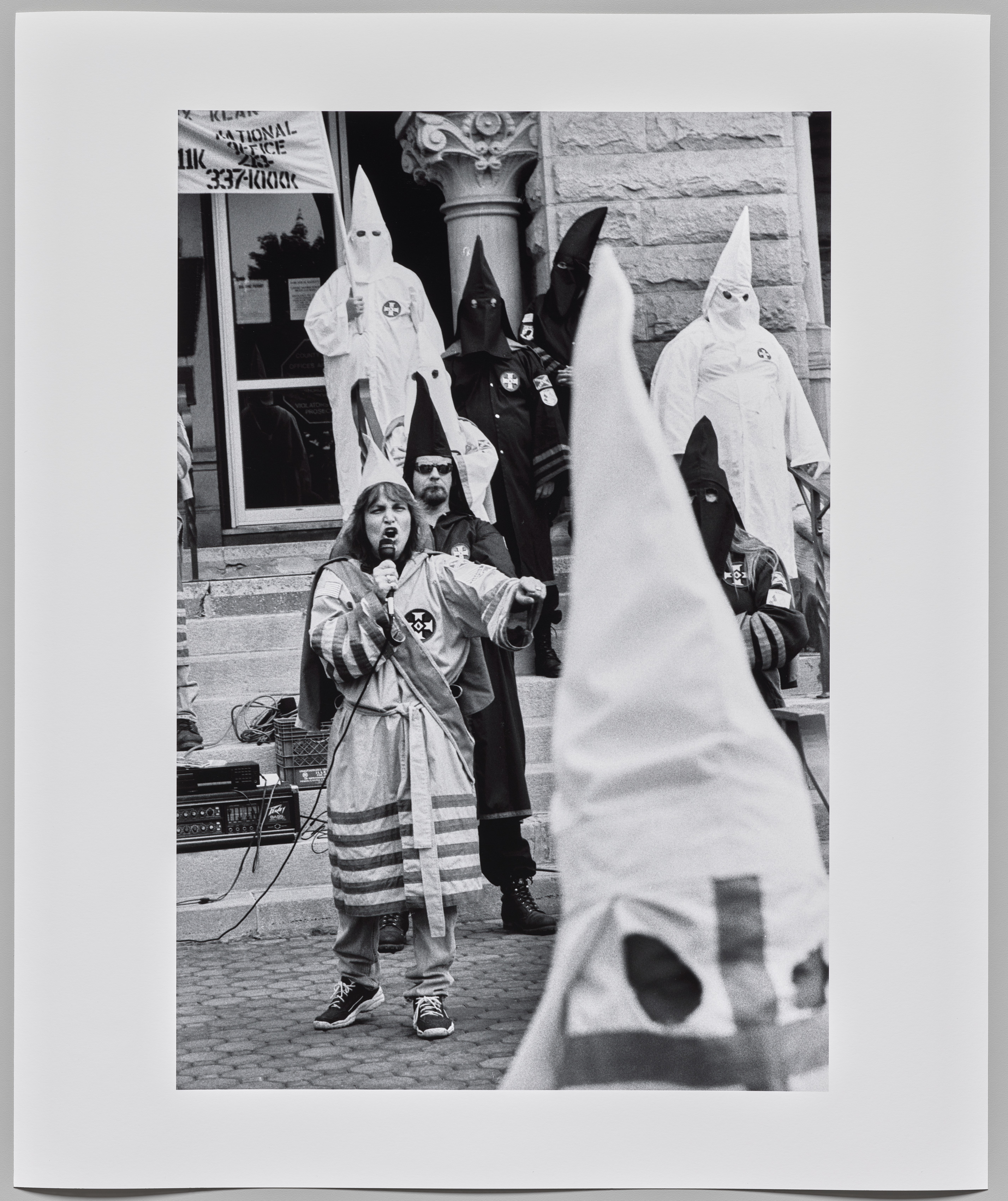 Female Grand Dragon at Ku Klux Klan Rally; women are brought into the KKK on the premise of protecting womanhood
