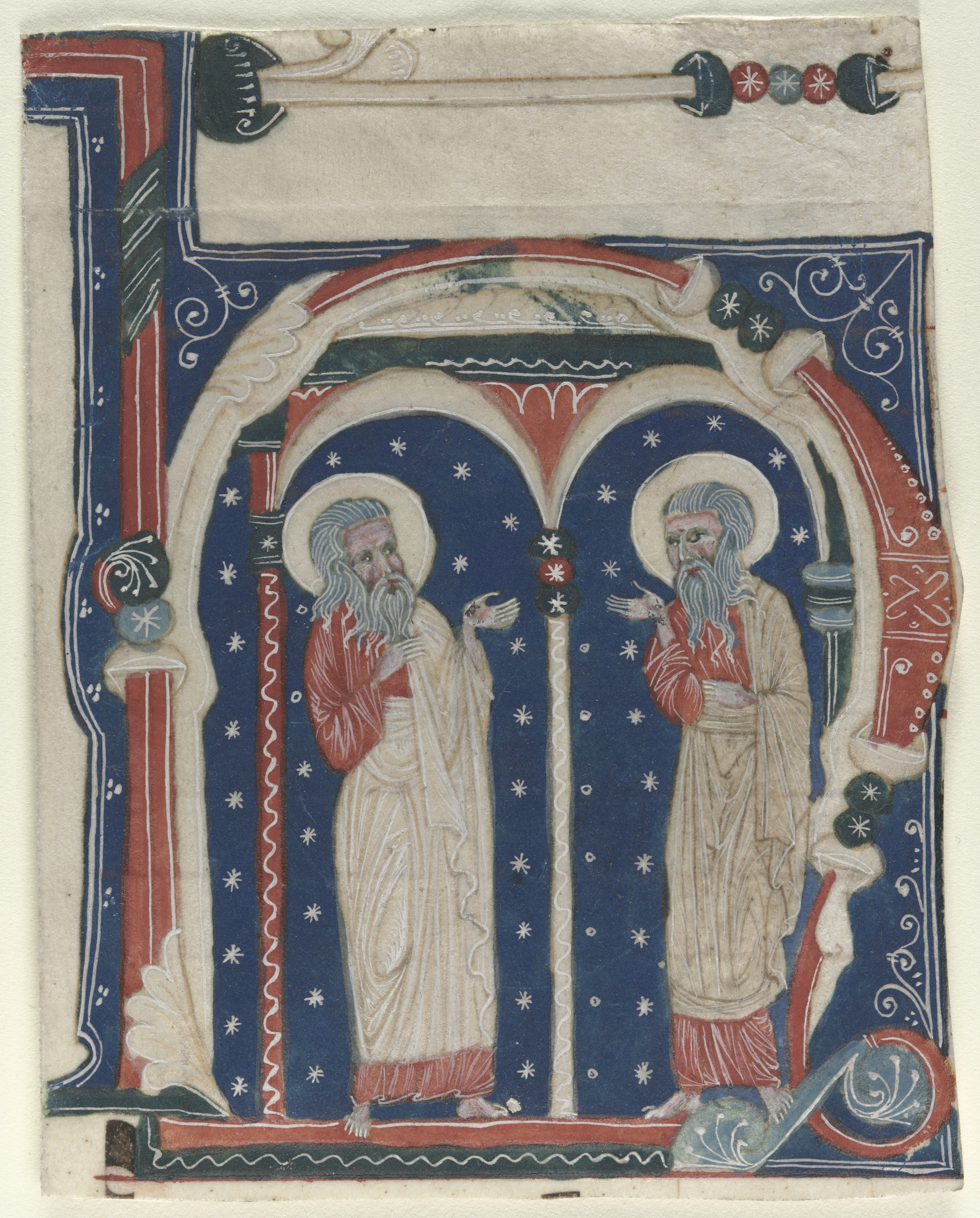 Historiated Initial (H) Excised from an Antiphonary: SS. Paul the Hermit and Anthony