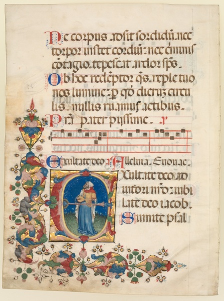 Single Leaf Excised from a Choir Psalter: Initial E[xultate Deo] with King David Playing the Lute (Psalm 80)