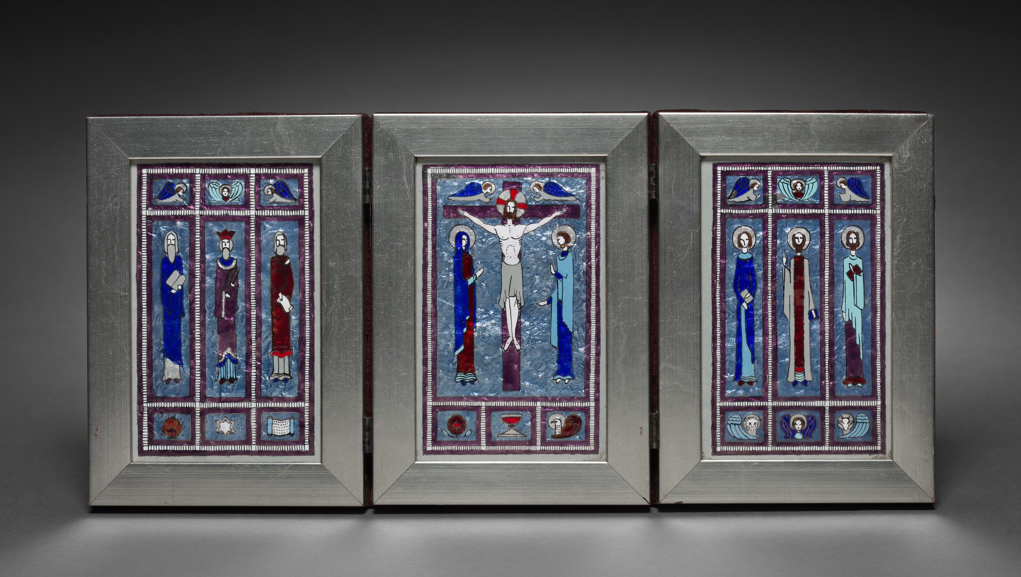 Triptych:  Crucifixion with Six Saints