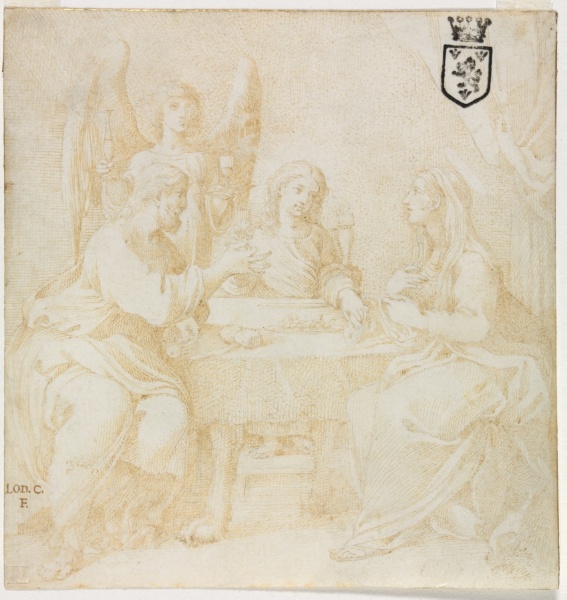 The Holy Family at Table Served by an Angel