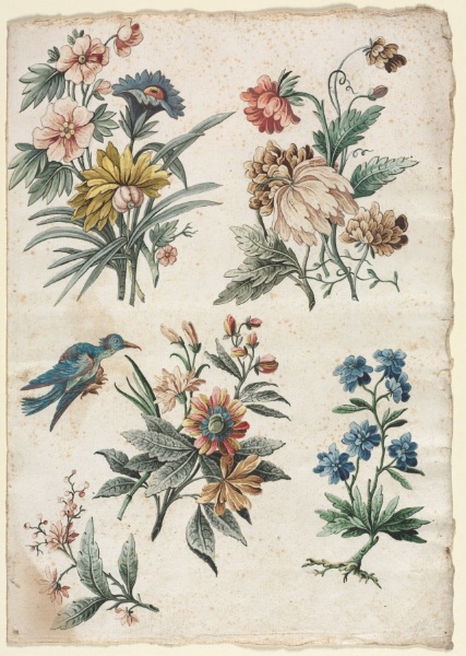 Floral Designs with a Blue Bird