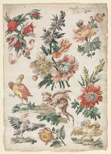 Floral Designs with Birds and Griffon