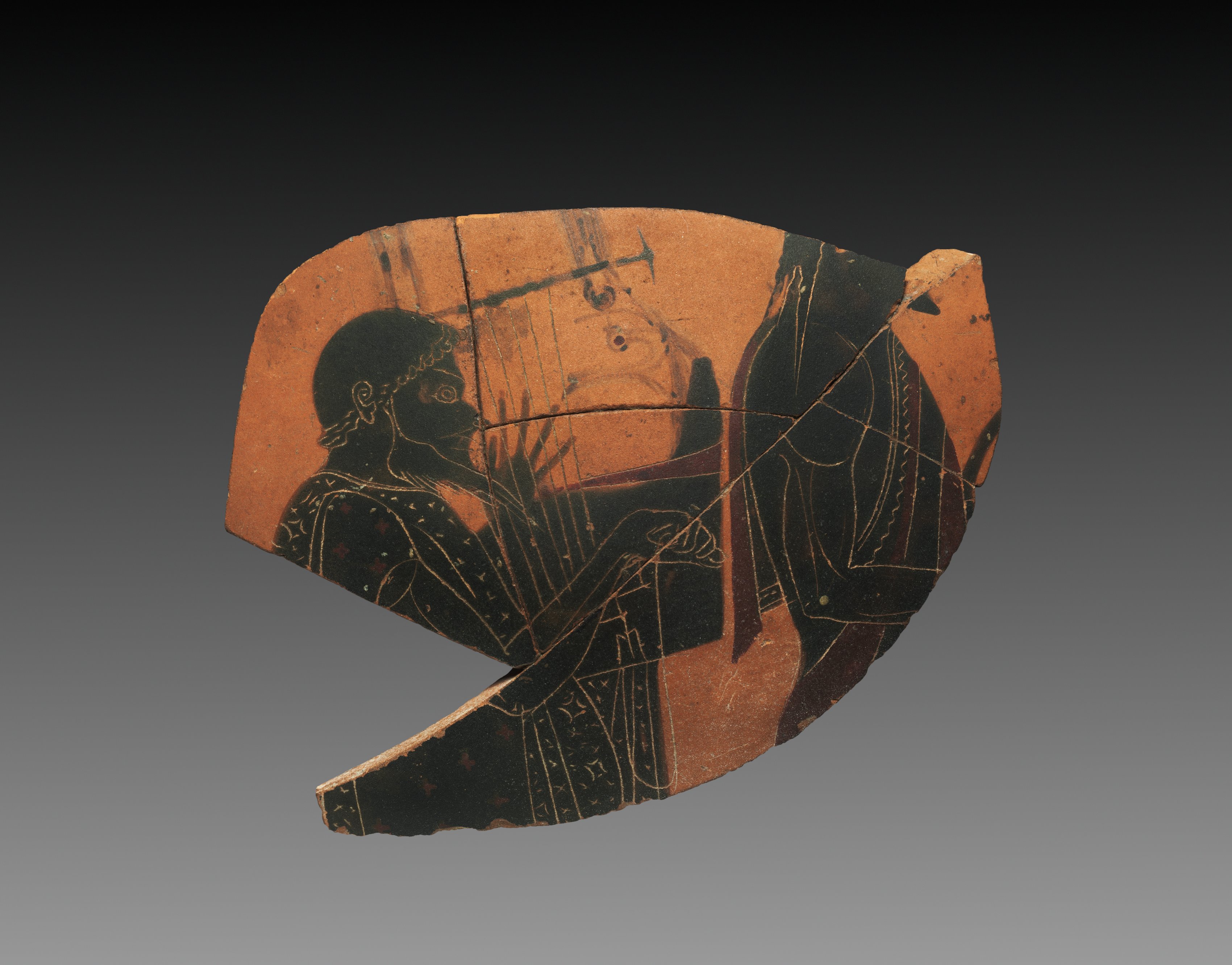 Fragment from Black-Figure Amphora (Storage Vessel): Musicians