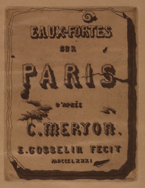 Titre des Eaux-fortes sur Paris:  Cover
