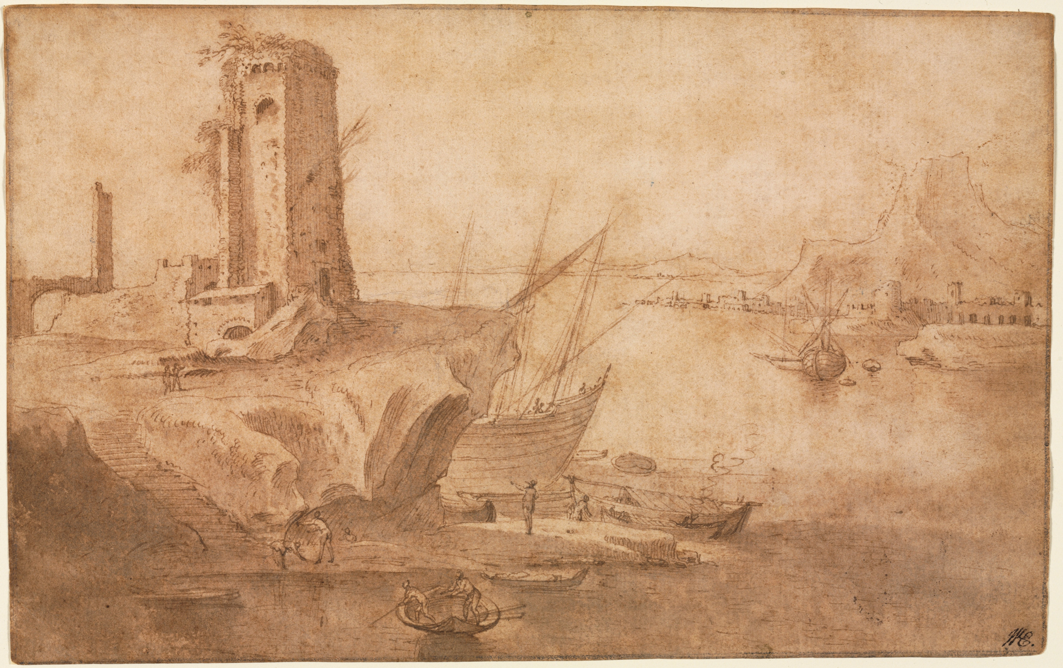 Landscape with Tower at Seashore