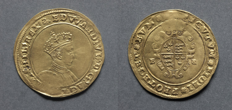 Half Sovereign: Edward VI (obverse); Crowned Royal Arms