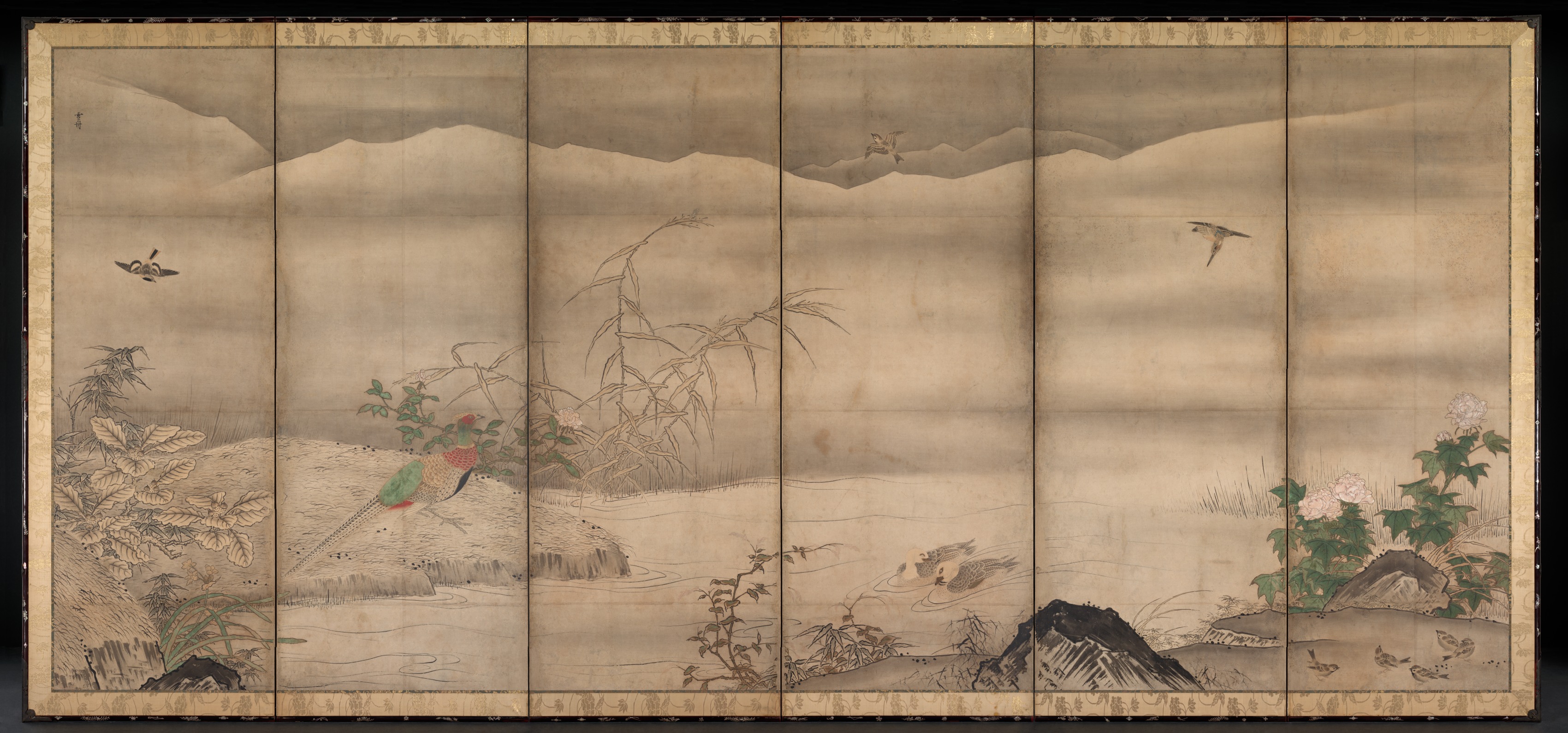 Birds and Flowers in a Landscape of the Four Seasons