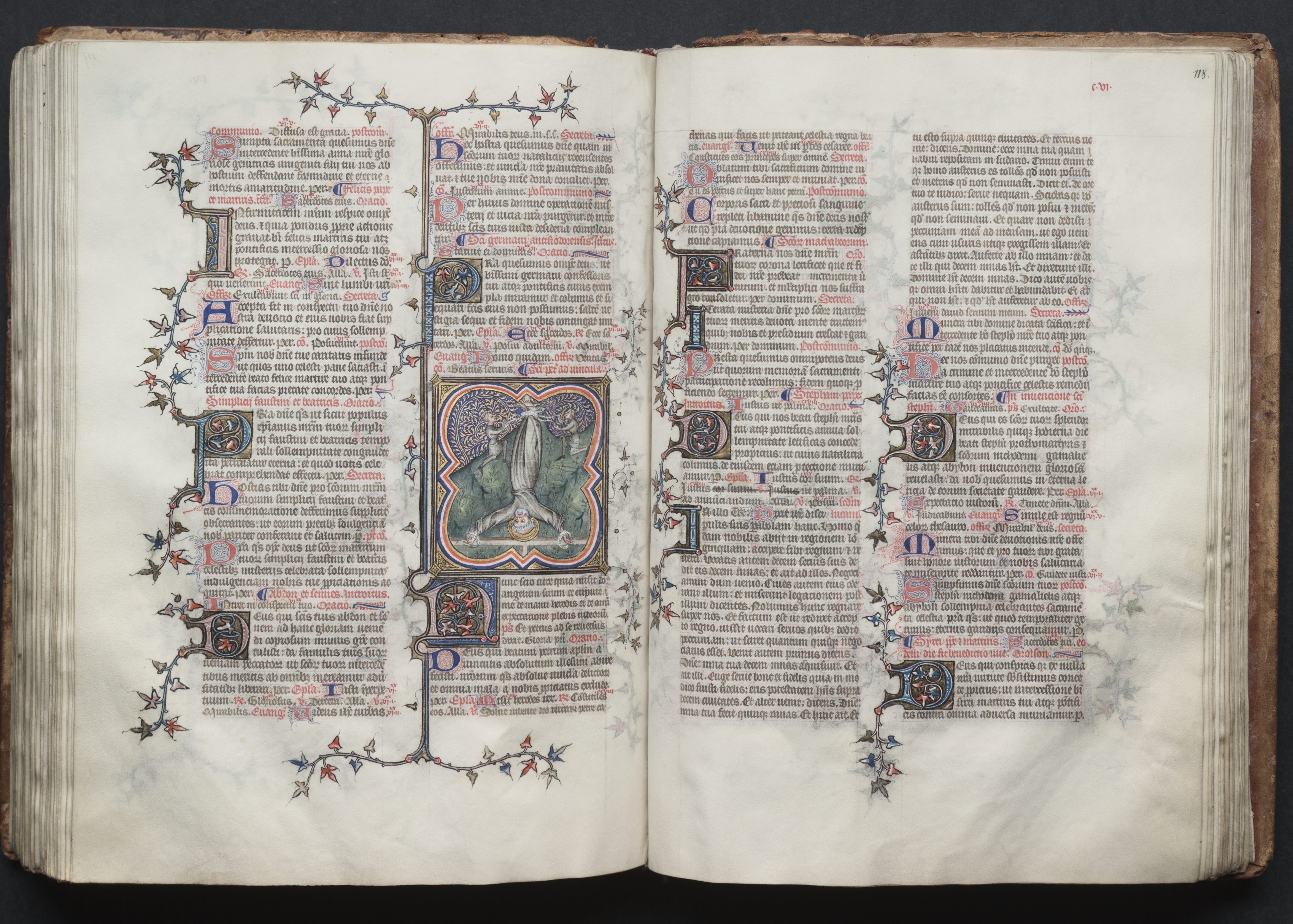 The Gotha Missal:  Fol. 117v, St. Peter Tied Upside Down to Cross
