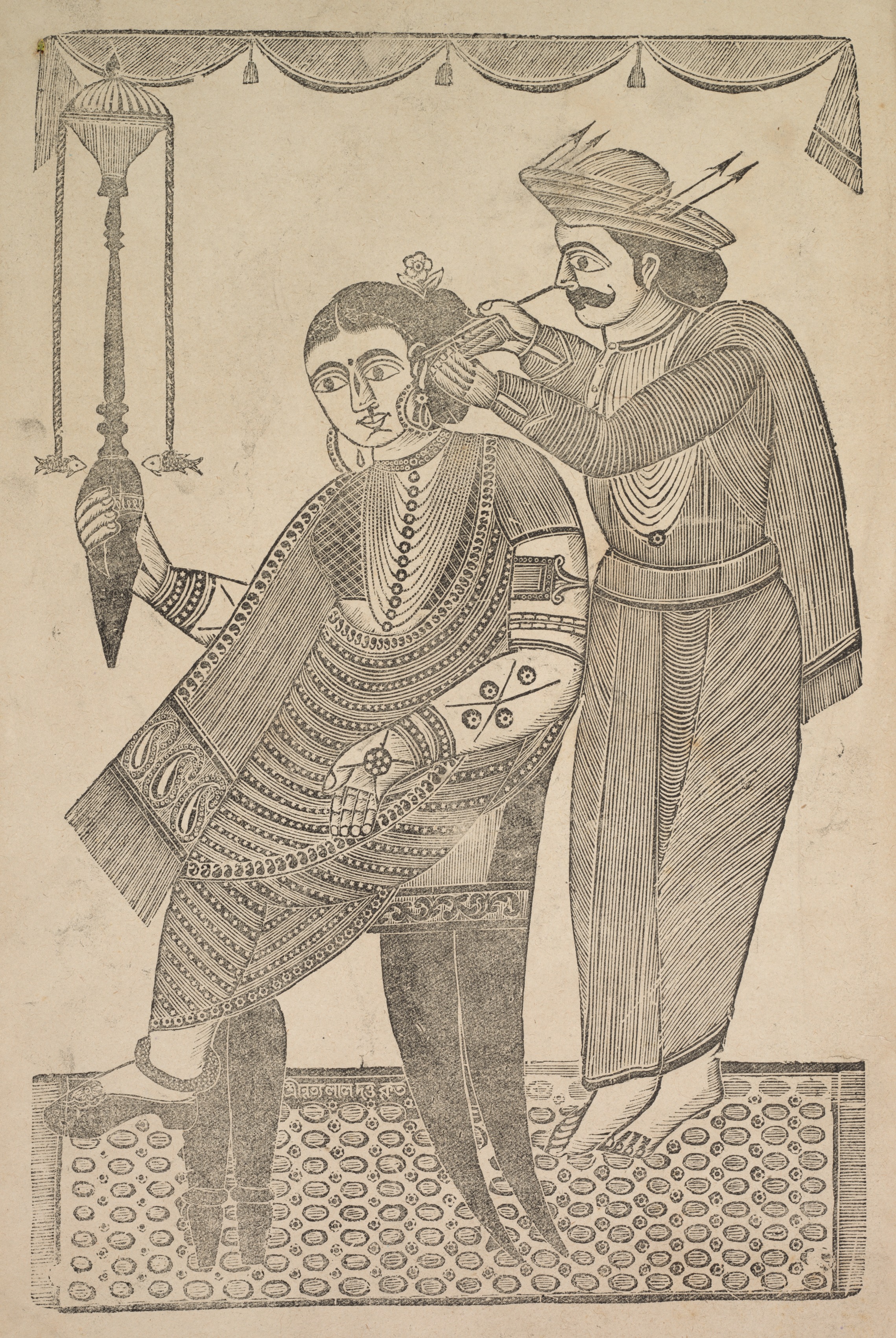 A Barber Cleaning the Ear of a Courtesan