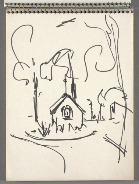 Sketchbook No. 9, page 3: Pen and black ink sketch of same building